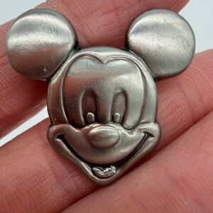 Vintage Disney Mickey Mouse Lapel Pin Monogram Products Silver Tone